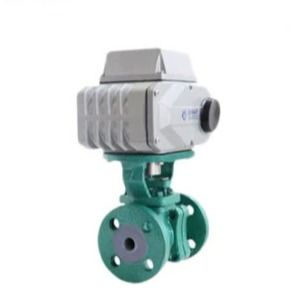 Valve à bille électrique en acier au carbone en fonte en fer fluoré pour liquide acide alcalin