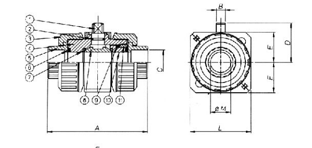 Échec de fermeture de la soupape à bille pneumatique UPVC pour liquide corrosif acide alcalin 0