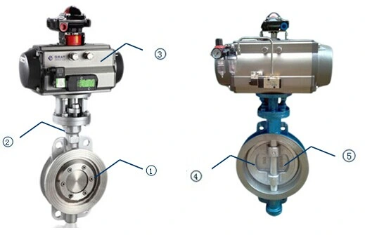 Valve à papillon pneumatique excentrique triple en acier inoxydable haute performance 0