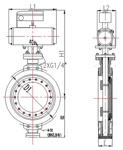 Valve à papillon pneumatique excentrique triple en acier inoxydable haute performance 1