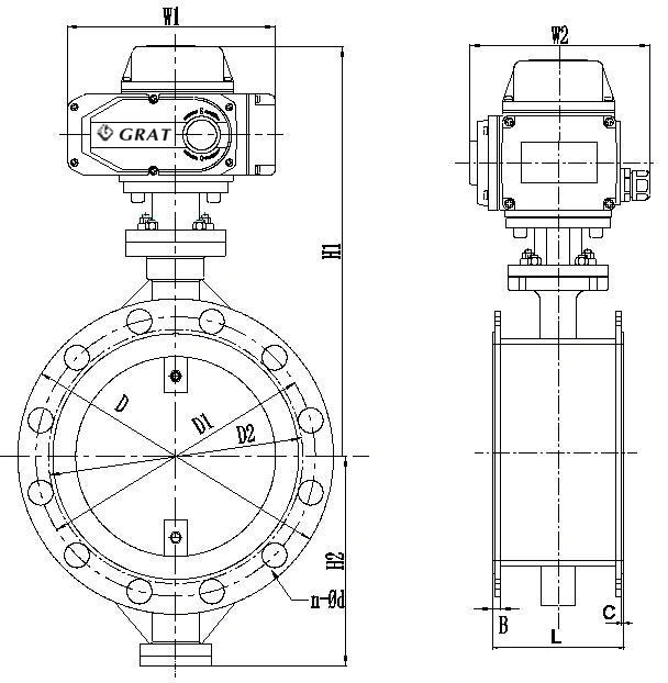 Dn700 Pn80 Wcb Actuateur électrique résistant à l'explosion Type d'actuateur de soupape de siège métallique Papillon 1