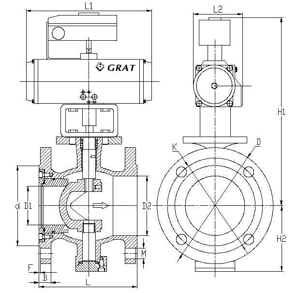 Valve à bille à vide à l'extrémité de la bride en acier inoxydable avec actionneur pneumatique 1
