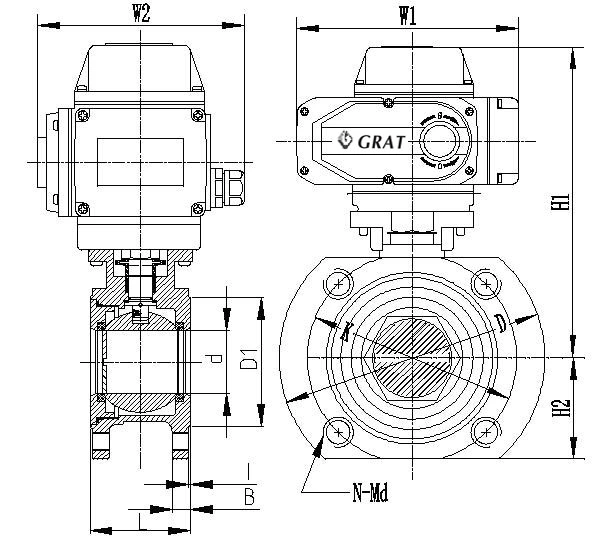 AC220V DN15-250 Connexion à petite bride de débit Valve de commande électrique 1