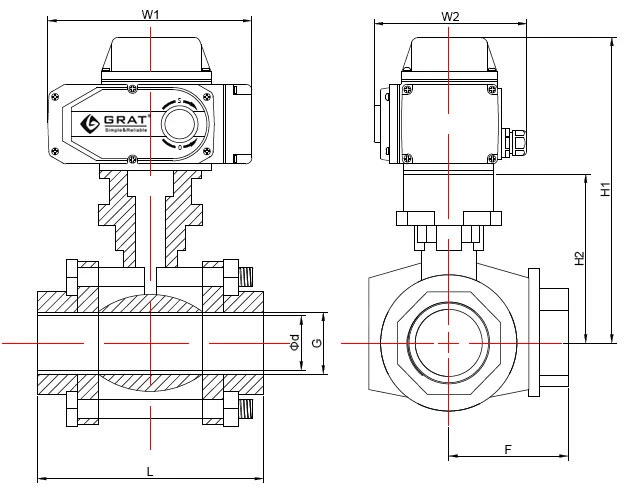 Valve à bille en acier inoxydable à commande multiple 3 voies avec actionneur motorisé électrique 1